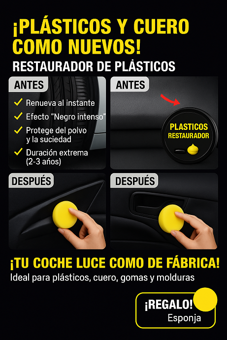 🧴 Restaurador de Plásticos y Cuero – Efecto “Negro Intenso”