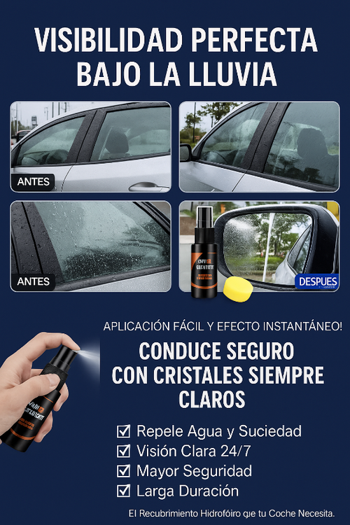 🧴 Spray Hidrofóbico Anti-Lluvia para Cristales y Espejos