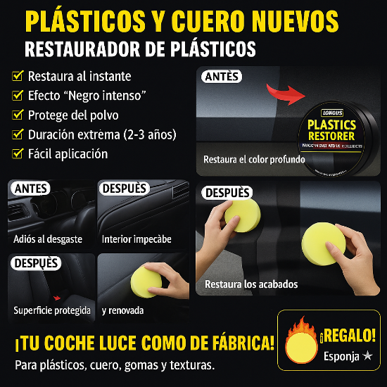 🧴 Restaurador de Plásticos y Cuero – Efecto “Negro Intenso”